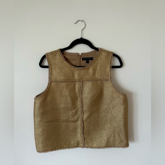 Banana Republic Women’s Gold Top Size L Weave Textured Metallic Shell Blouse - Picture 1 of 8